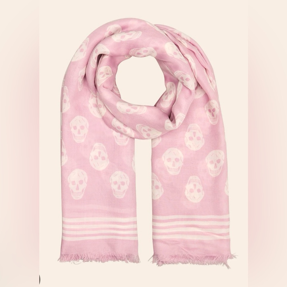 NWOT Alexander McQueen pink skull scarf 100% modal sheer shawl